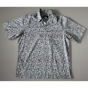Hawaiian Heritage Allan James Short Sleeve Collared Shirt Purple Floral XL JBHS